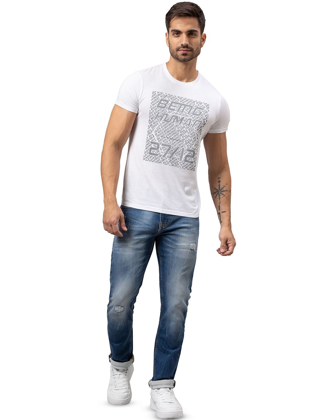 Being Human Men Slim Fit Mildly Distressed Heavy Fade Cotton Jeans