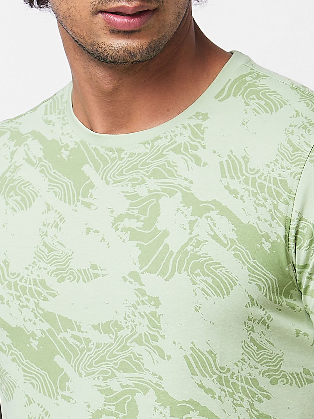 SPYKAR Round Short Sleeves Printed Slim Fit Cotton T-shirt