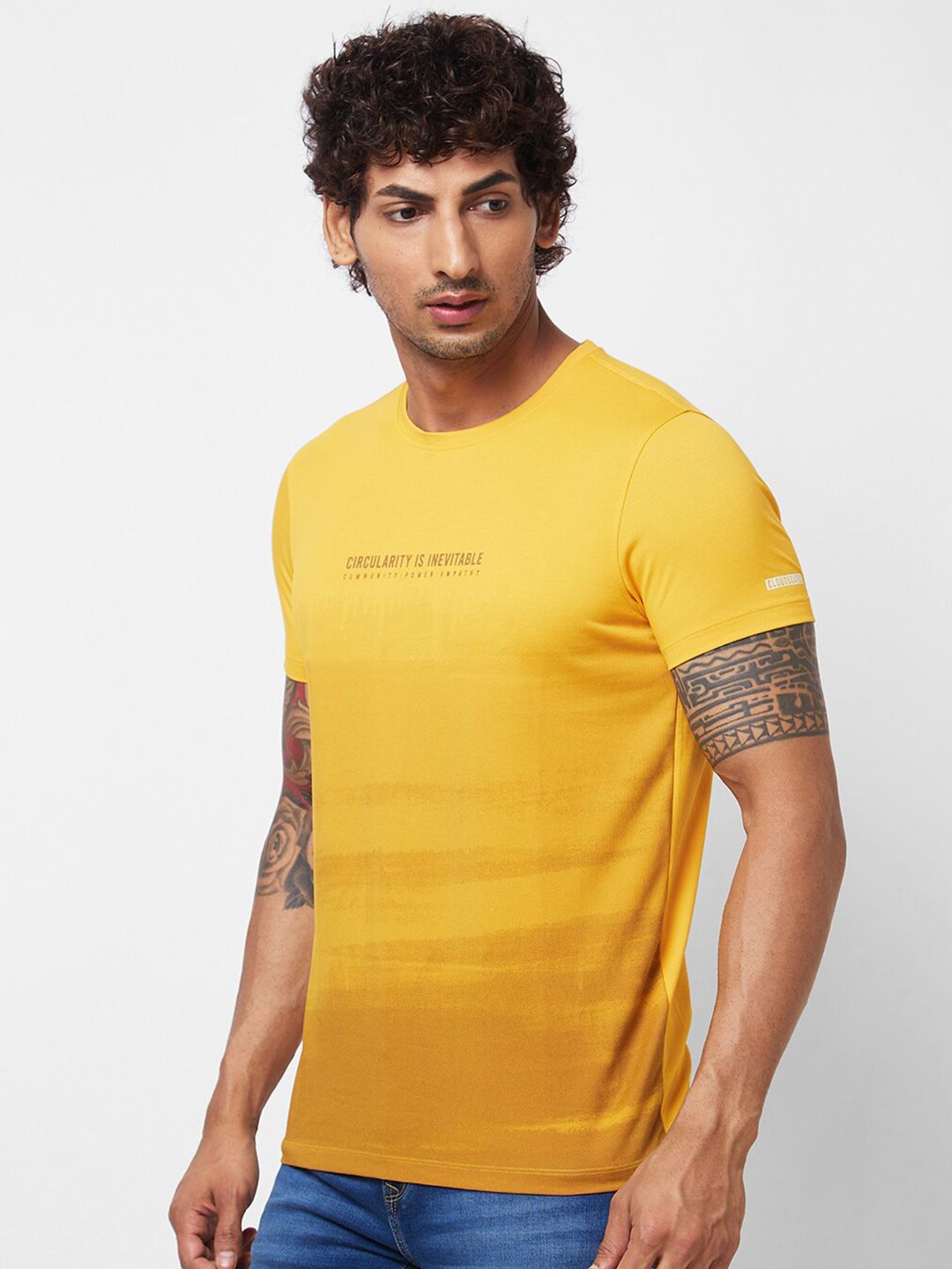 SPYKAR Typography Printed Round Neck Cotton Slim Fit Tshirt