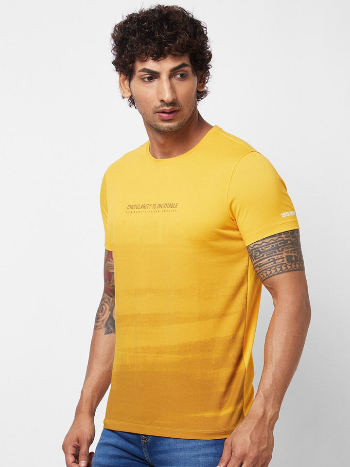 SPYKAR Typography Printed Round Neck Cotton Slim Fit Tshirt