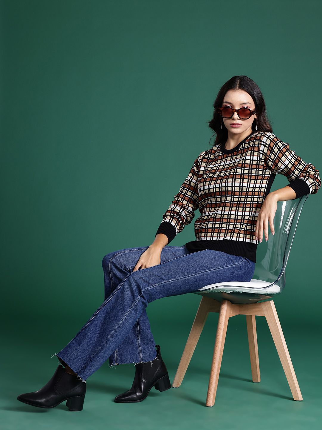 DressBerry Checked Acrylic Pullover