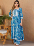 Libas Floral Printed Panelled Pure Cotton Kurta with Palazzos