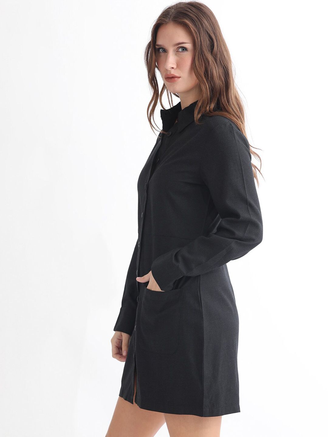 RAREISM Shirt Collar Shirt Mini Dress