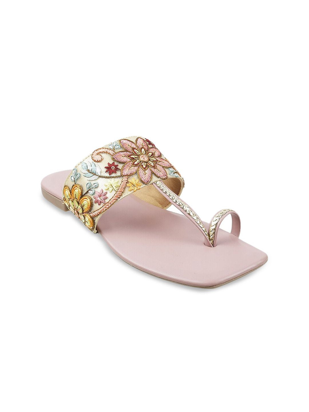 Metro Women Pink Embellished One Toe Flats
