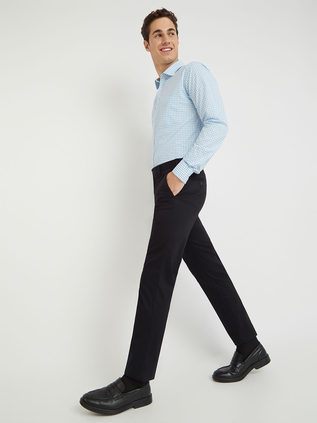 Park Avenue Men Black Slim Fit Trousers
