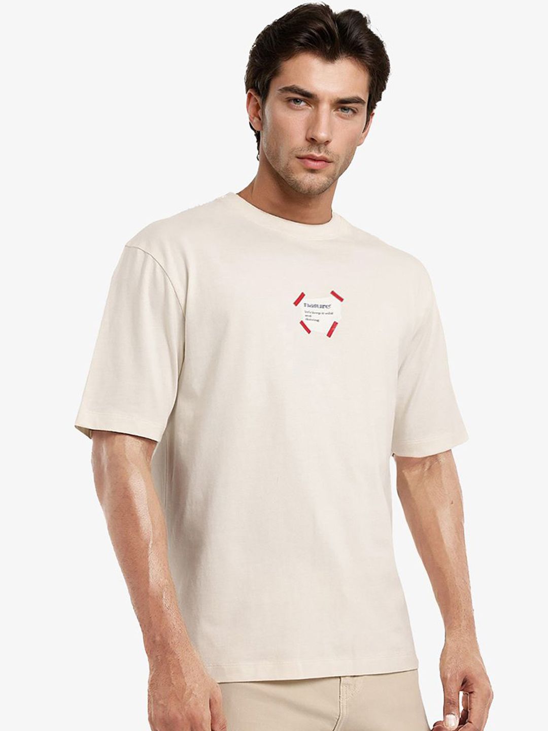 RARE RABBIT Men Graphic Printed Graphic Print Others Round Neck Cotton Oversized T-Shirt