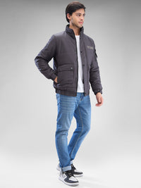 SPYKAR Men Solid Padded Regular Fit Jacket With Patchwork
