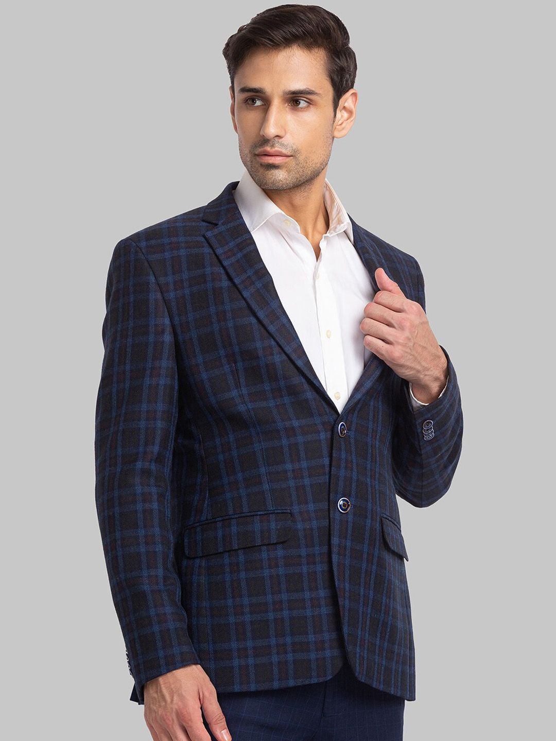 Park Avenue Men Checked Single Breasted Blazer