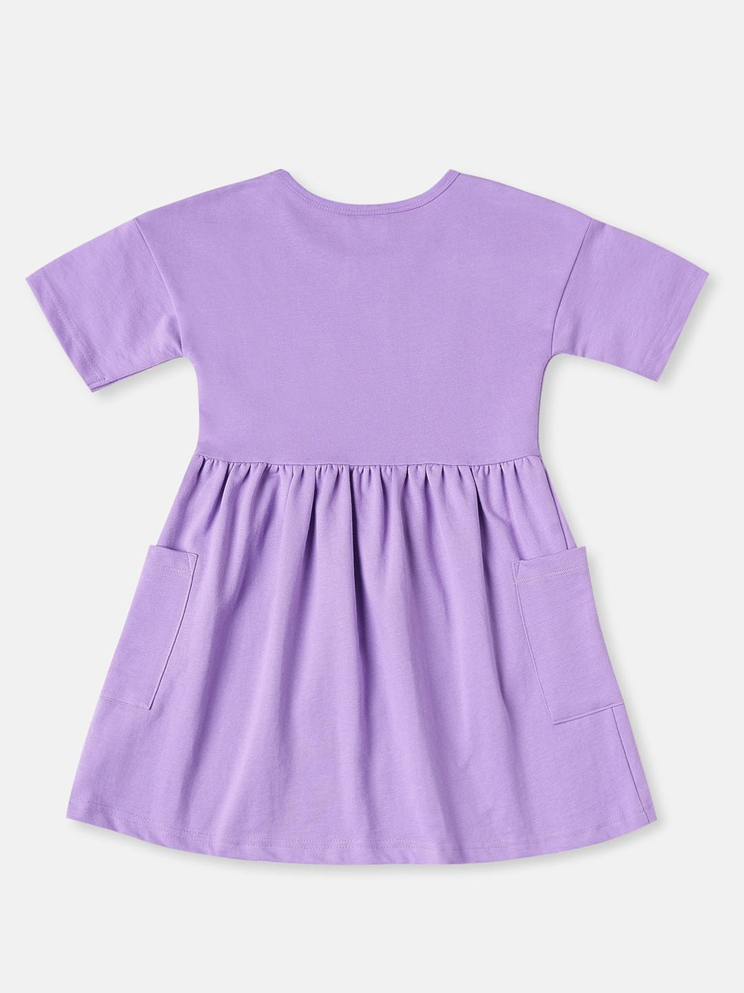 Nautinati Girls' Butterfly Print Knee Length Frock with Pockets