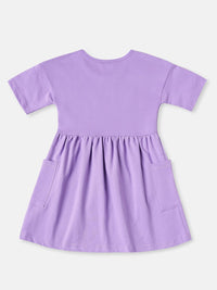 Nautinati Girls' Butterfly Print Knee Length Frock with Pockets