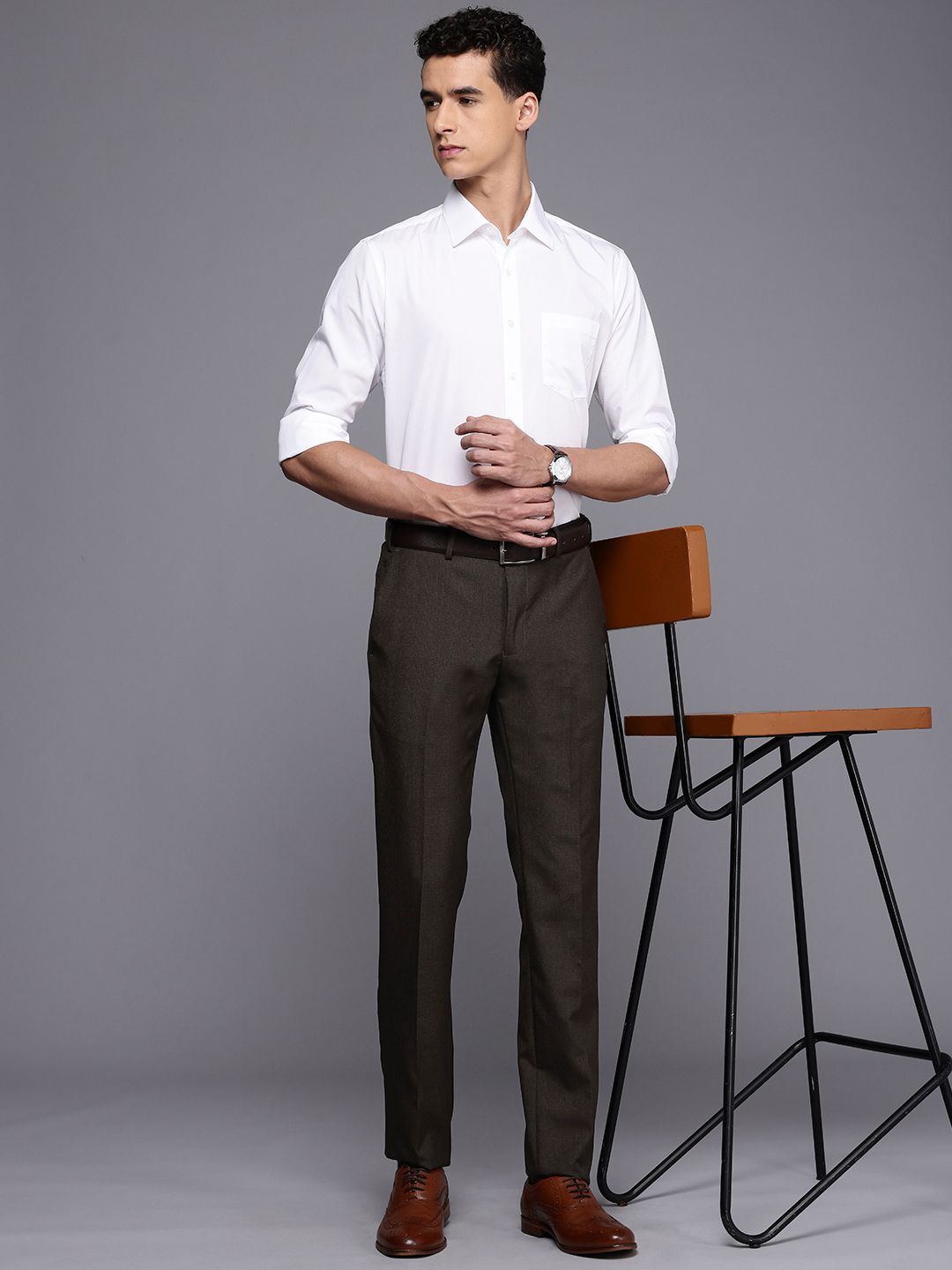 Raymond Men Textured Slim Fit Formal Trousers
