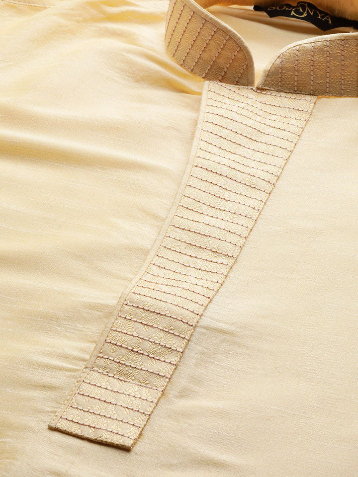 SOJANYA Men Beige Solid Straight Kurta
