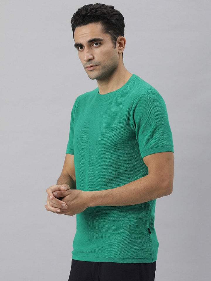 RARE RABBIT Men Clue Pure Cotton Slim Fit T-Shirt