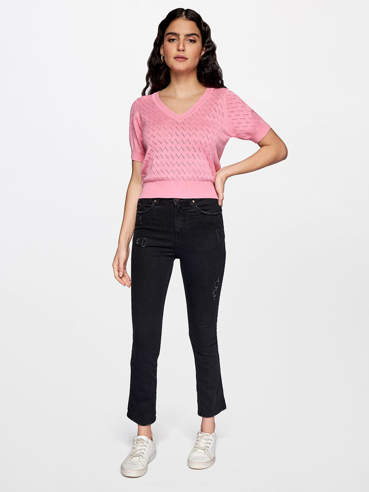 AND Women Charcoal Slim Fit Mildly Distressed Mid Rise Stretchable Jeans