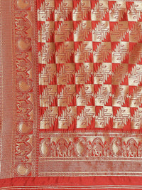 Saree mall Red & Gold-Toned Woven Design Banarasi Saree