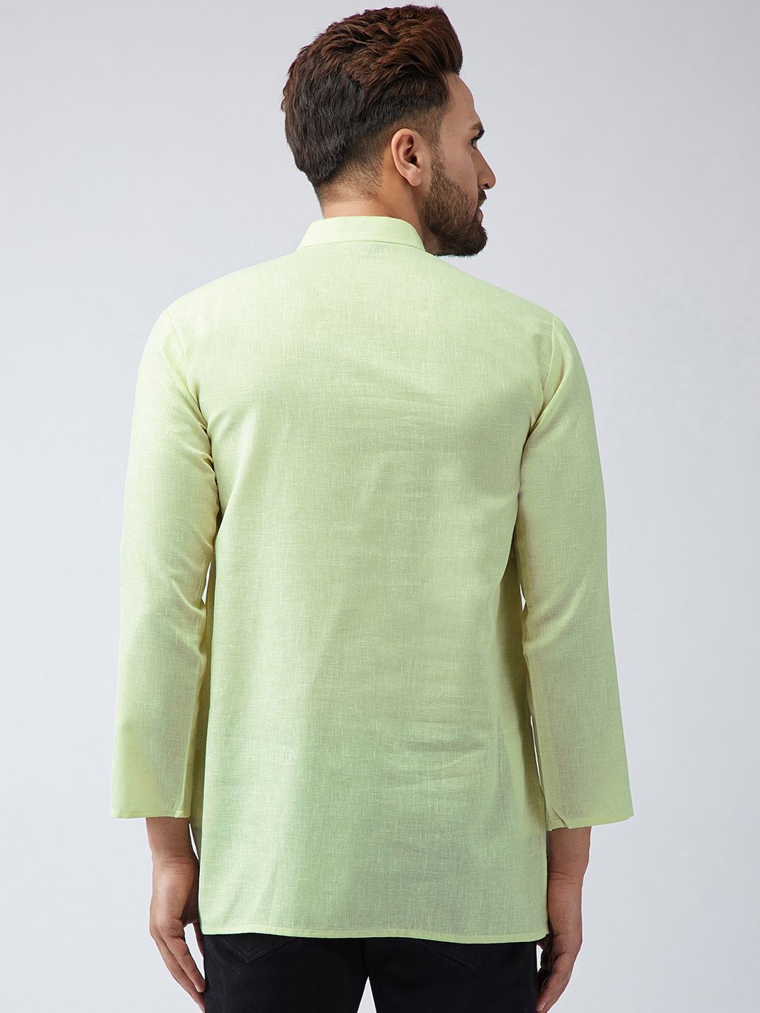 SOJANYA Men Lime Green Solid Straight Kurta