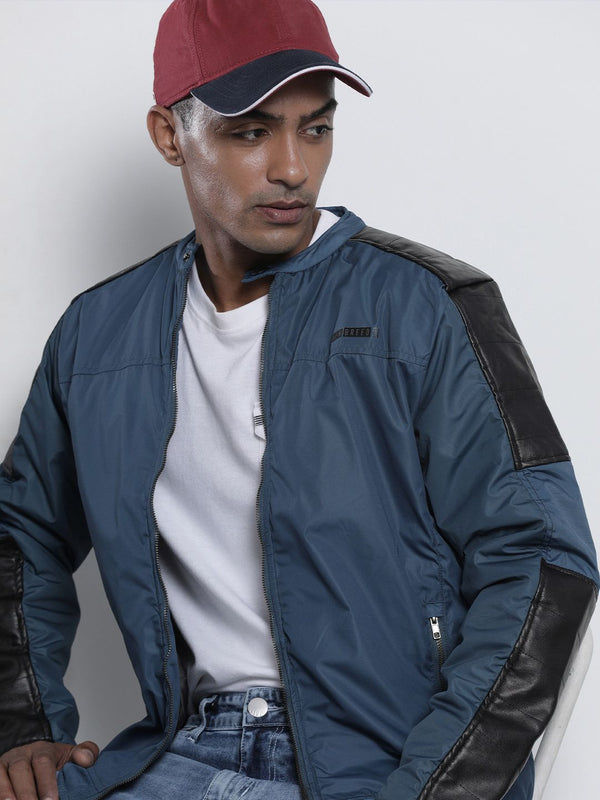 The Indian Garage Co Men Colourblock Slim Fit Bomber Jacket