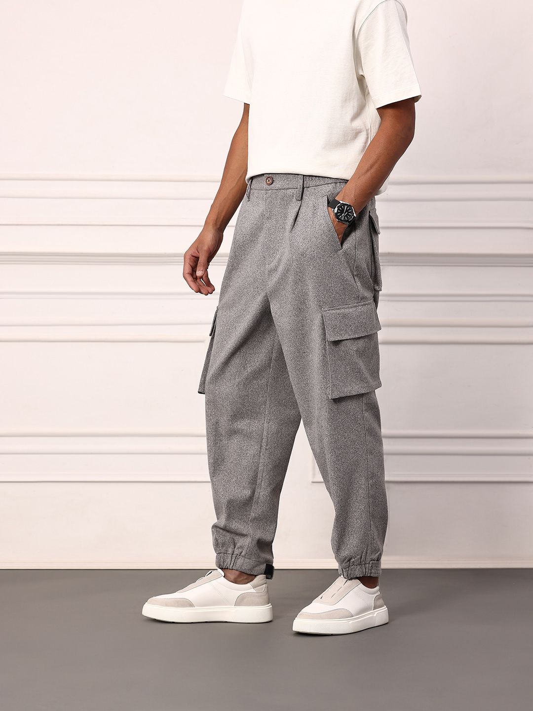 Mr Bowerbird Men Oversized Fit Pleated Cargos