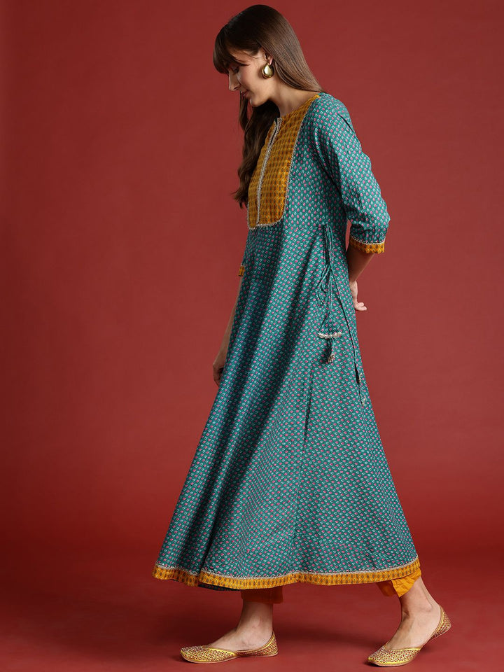 Anouk Ethnic Motifs Print Pure Cotton Kurta with Trousers & Dupatta