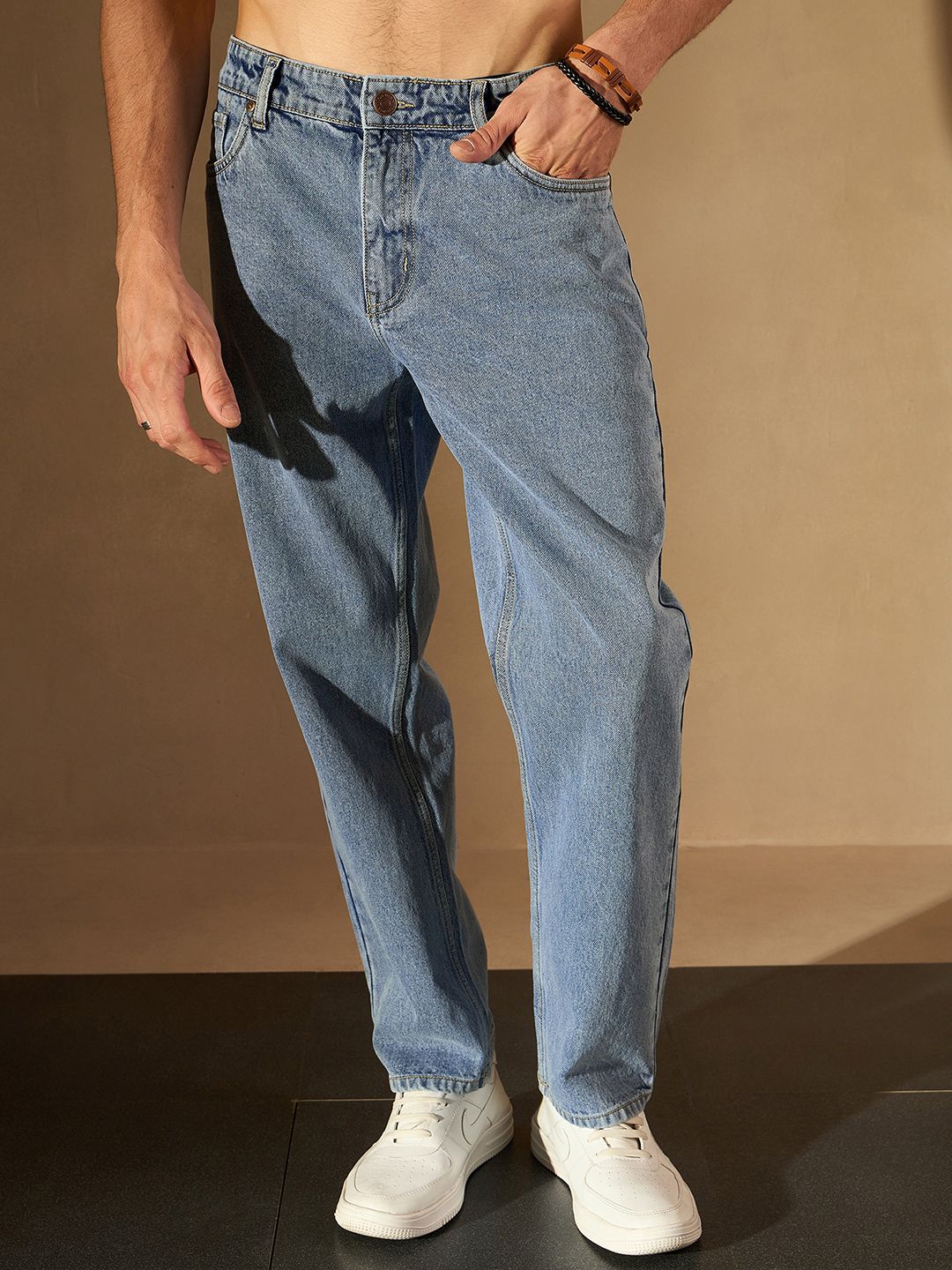 DENNISON Men Smart Baggy Fit Clean Look Cotton Jeans