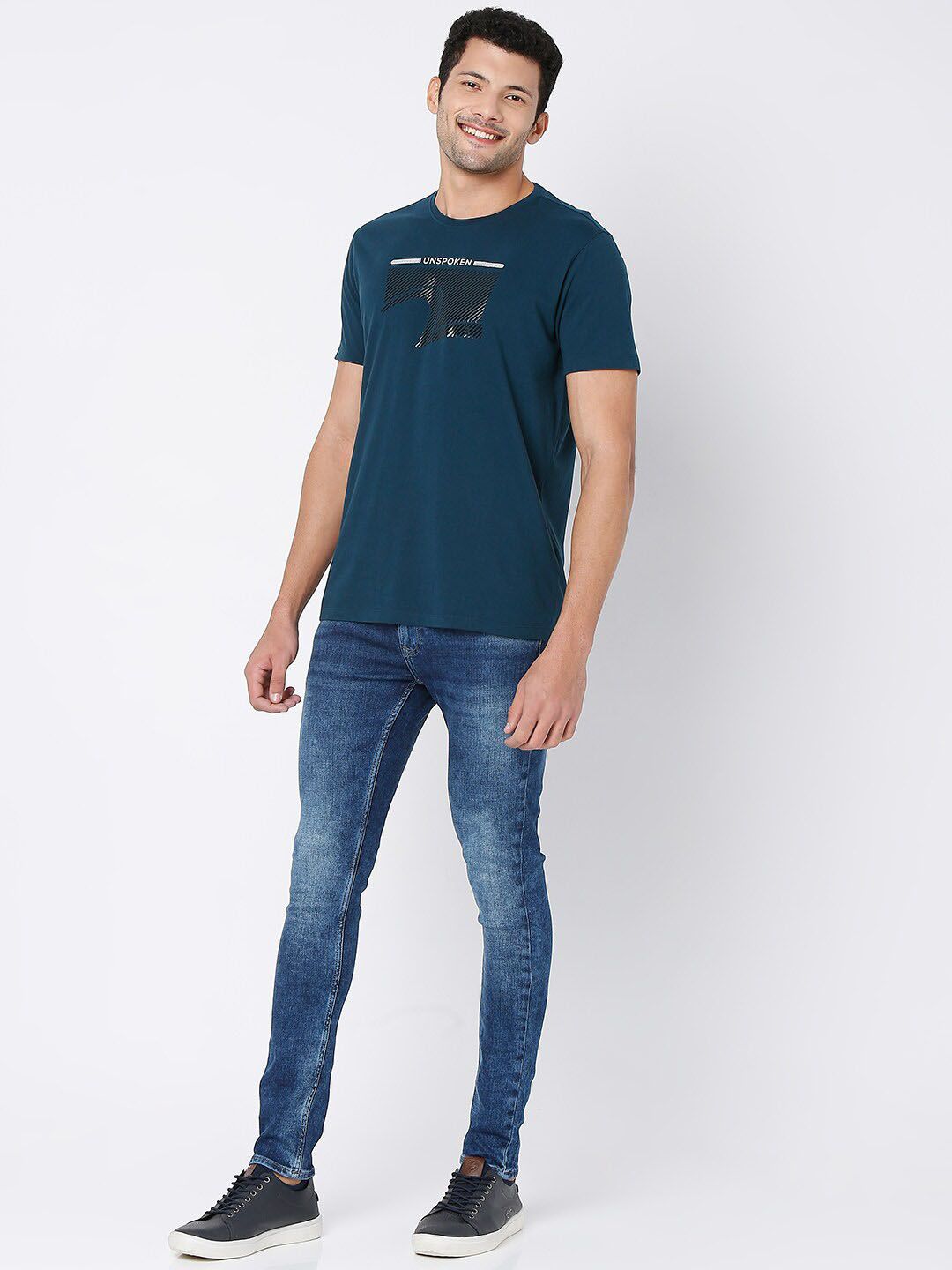 SPYKAR Men Blue Super Skinny Fit Low-Rise Heavy Fade Jeans