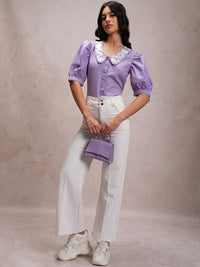 Tokyo Talkies Club Collar Puff Sleeves Casual Shirt