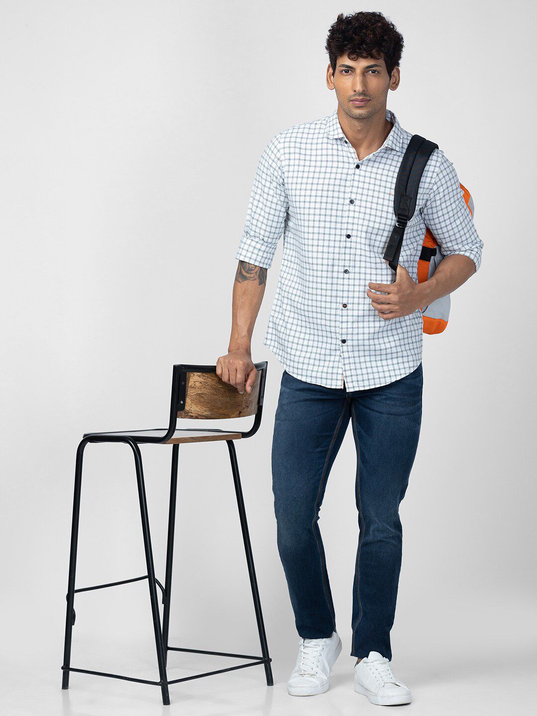 SPYKAR Men Slim Fit Grid Tattersall Checks Checked Casual Shirt