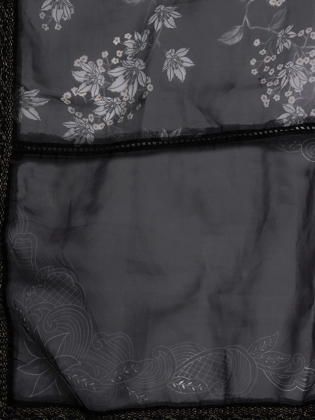 Indo Era Women Black Floral Embroidered Beads Kurta with Trousers & Dupatta