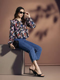 DressBerry Floral Print Puff Sleeve A-line Top
