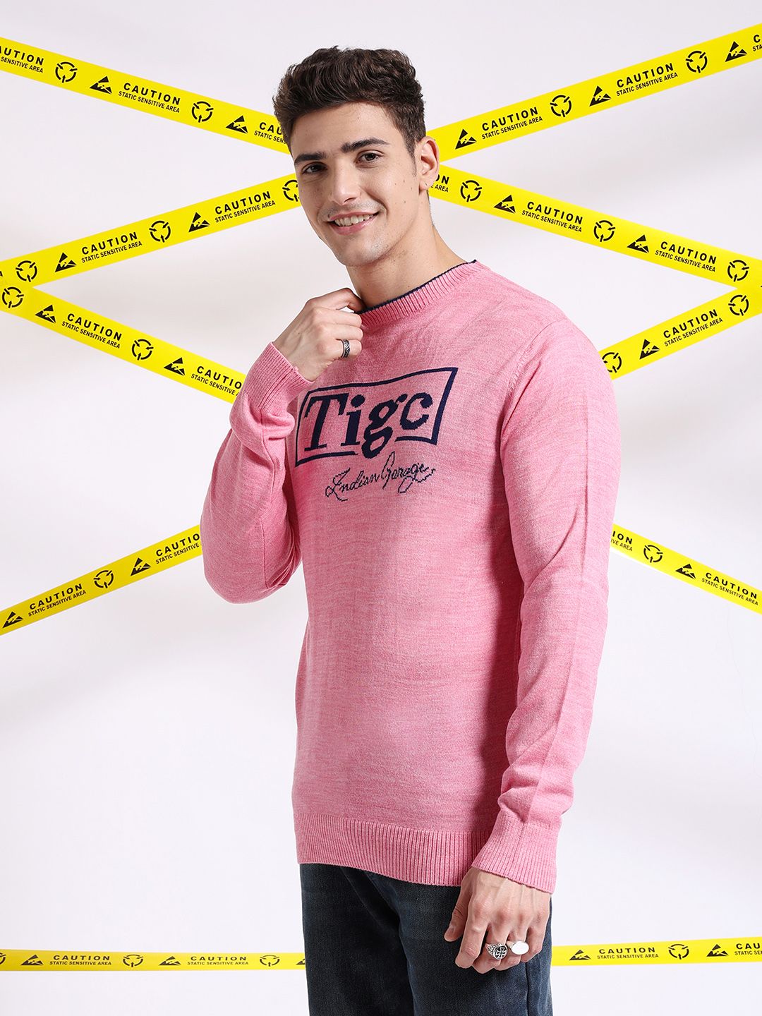 The Indian Garage Co Typography Printed Pullover Acrylic Sweater