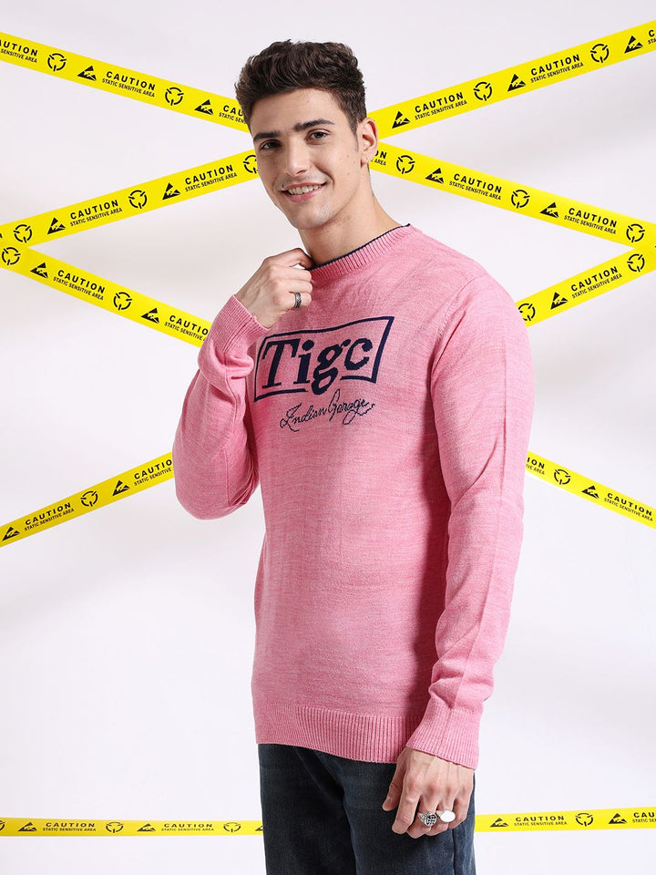 The Indian Garage Co Typography Printed Pullover Acrylic Sweater