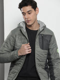 The Indian Garage Co Men Colourblock Hooded Slim Fit Puffer Jacket