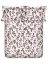 BOMBAY DYEING Floral Fiesta Grey Floral Cotton 140TC Queen Bedsheet Set 2.54 x 2.28m