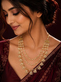 PANASH Gold-Plated Artificial Stones Beaded Statement Necklace