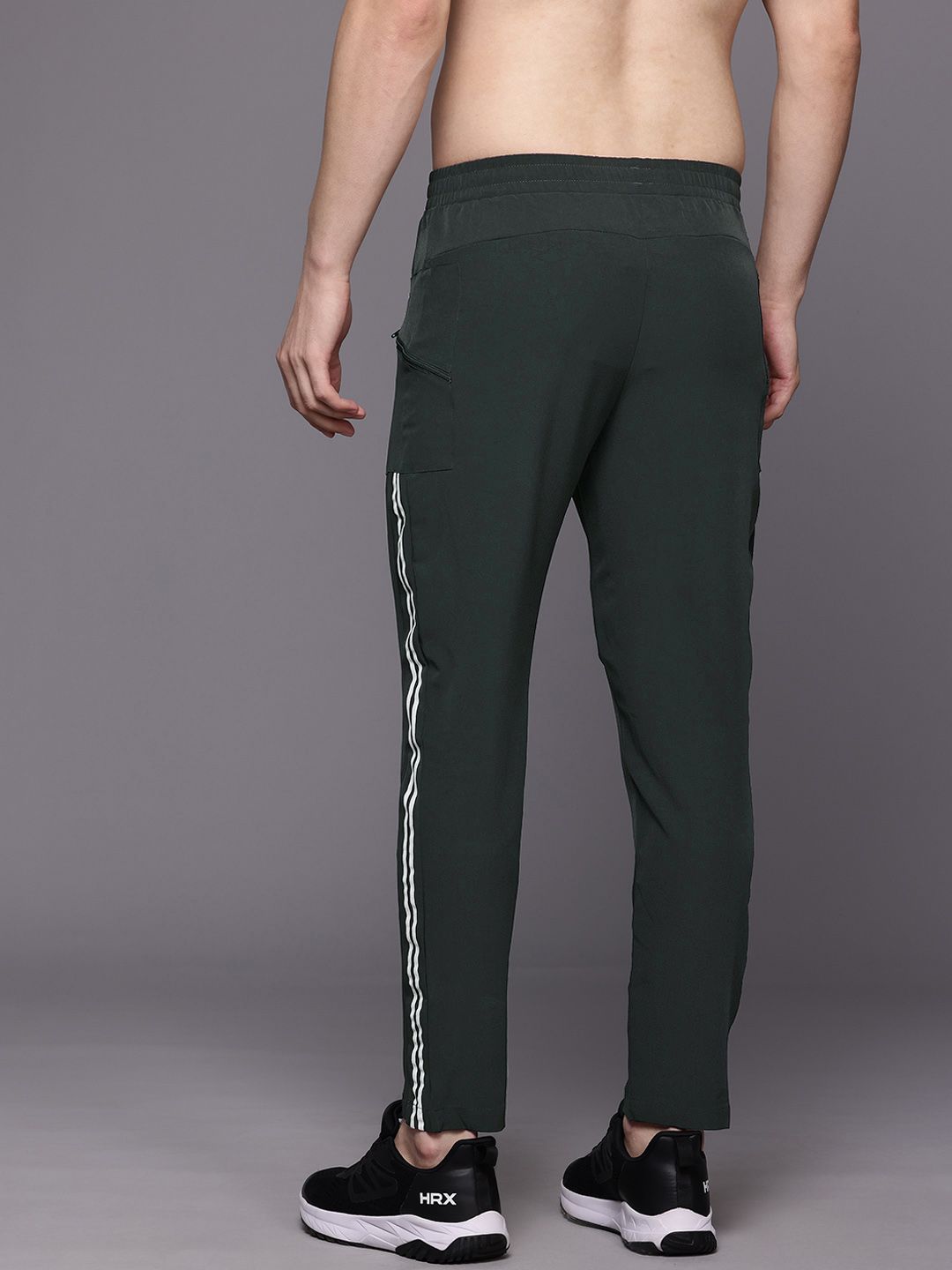 HRX by Hrithik Roshan Men Striped Detail Mid-Rise Rapid-Dry Training Track Pants