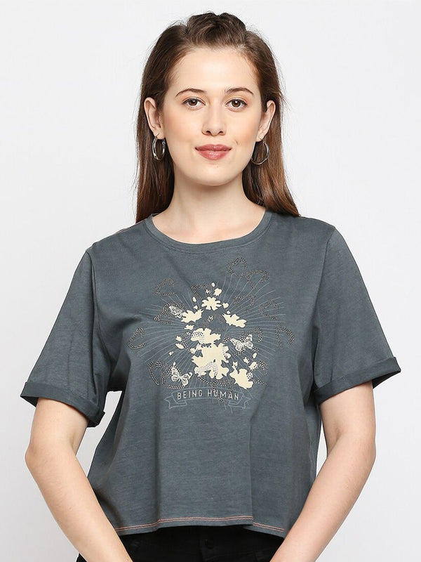 Being Human Graphic Printed Boxy Fit Cotton T-shirt