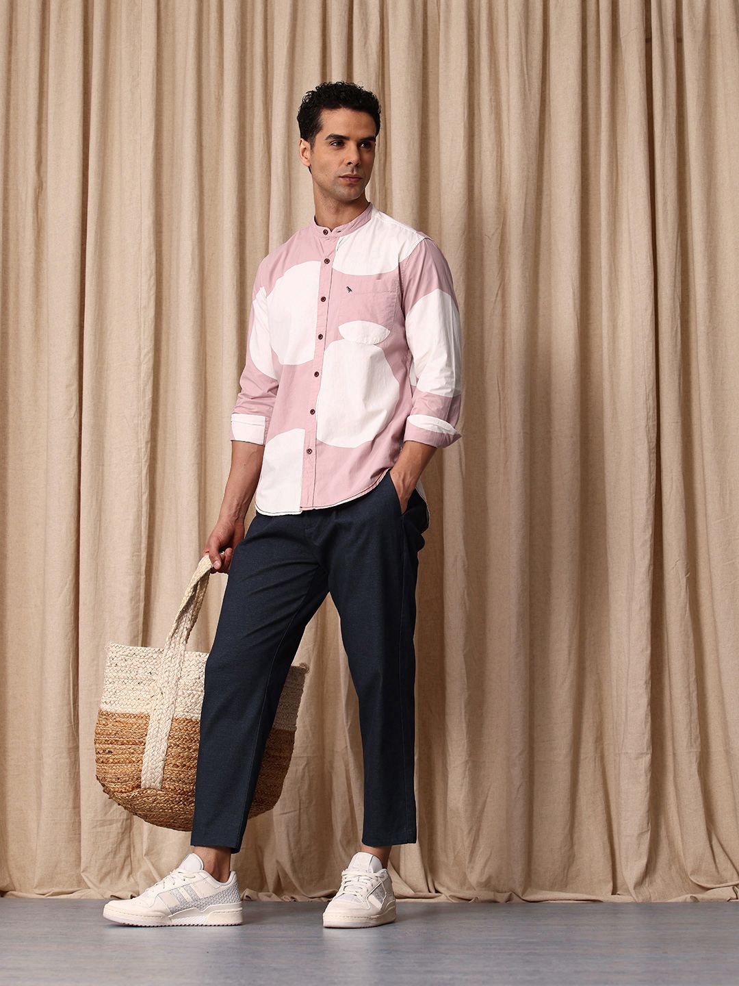 Mr Bowerbird Tailored Fit Geometric Printed Pure Cotton Casual Shirt