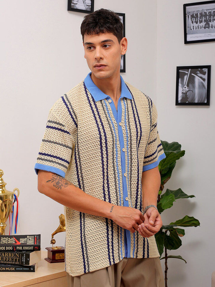 The Indian Garage Co Self Design Spread Collar Relaxed Fit Shirt