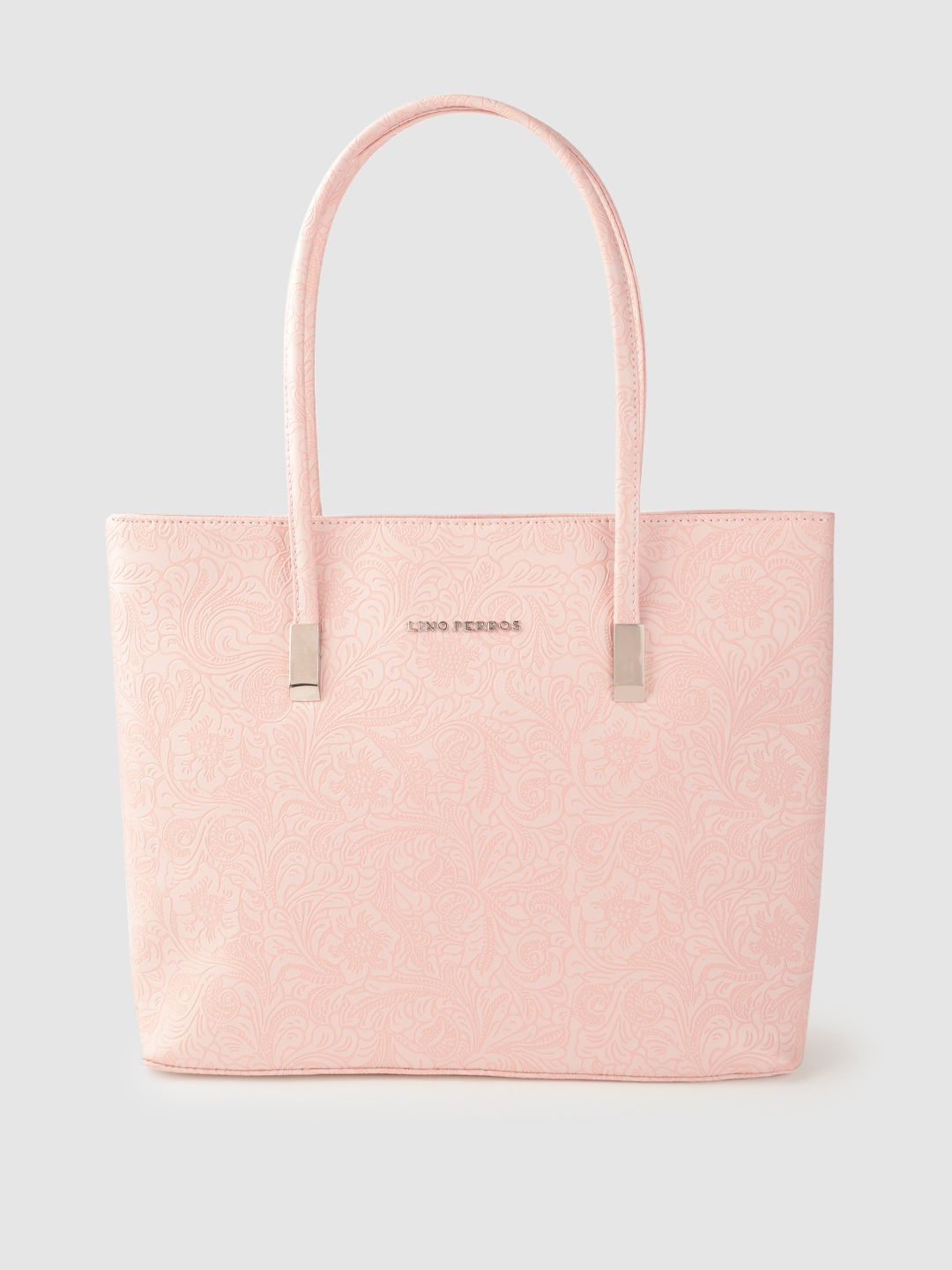 Lino Perros Peach-Coloured Ethnic Motifs Textured Laptop Bag