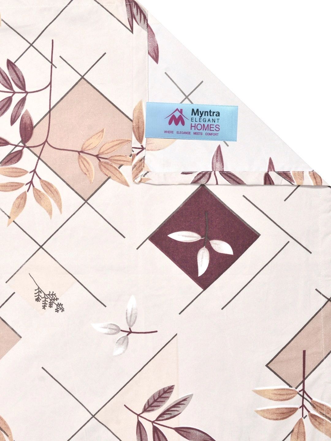 Myntra Elegant Homes Geometrik 300 TC Cadar Bujang Berwarna Krim dengan 1 Sarung Bantal