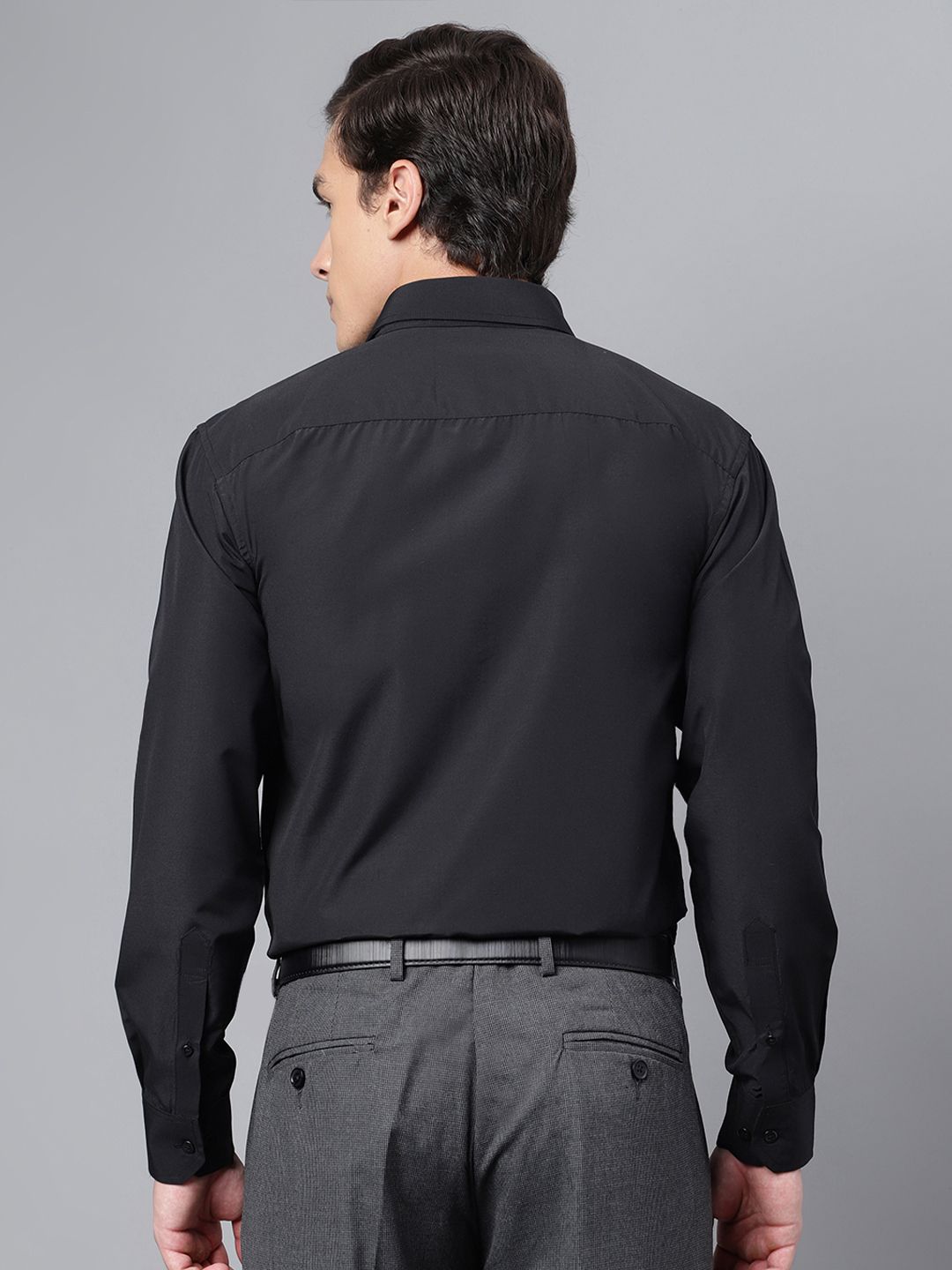 Hancock Men Black Black Slim Formal Shirt