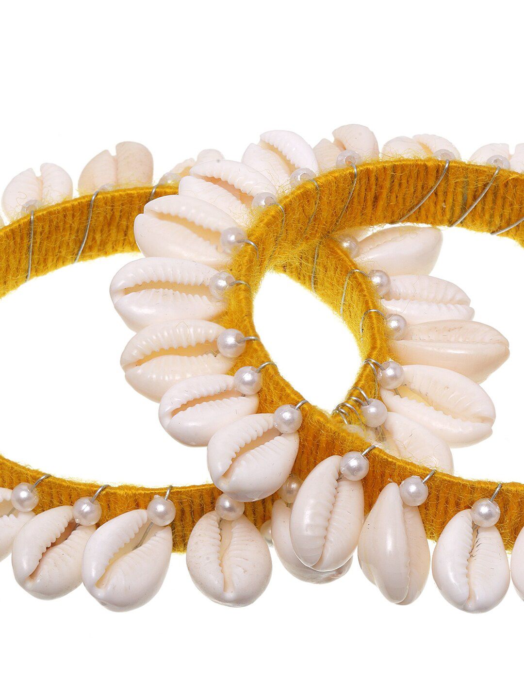 PANASH Set Of 2 Gold-Plated Shell Beaded Bangles