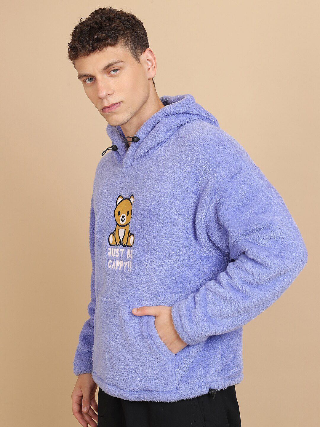 HIGHLANDER Graphic Printed Oversized Drop Shoulder Hooded Sweatshirt