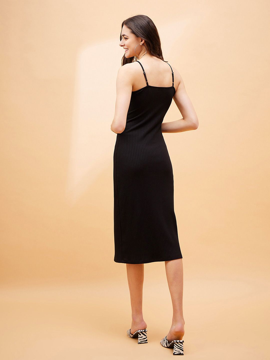 SASSAFRAS BASICS Ribbed Shoulder Straps Sheath Dress