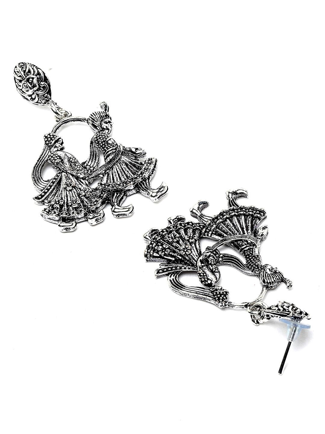 KARATCART Oxidised Silver-Plated Dulha-Dulhan Design Jewellery Set