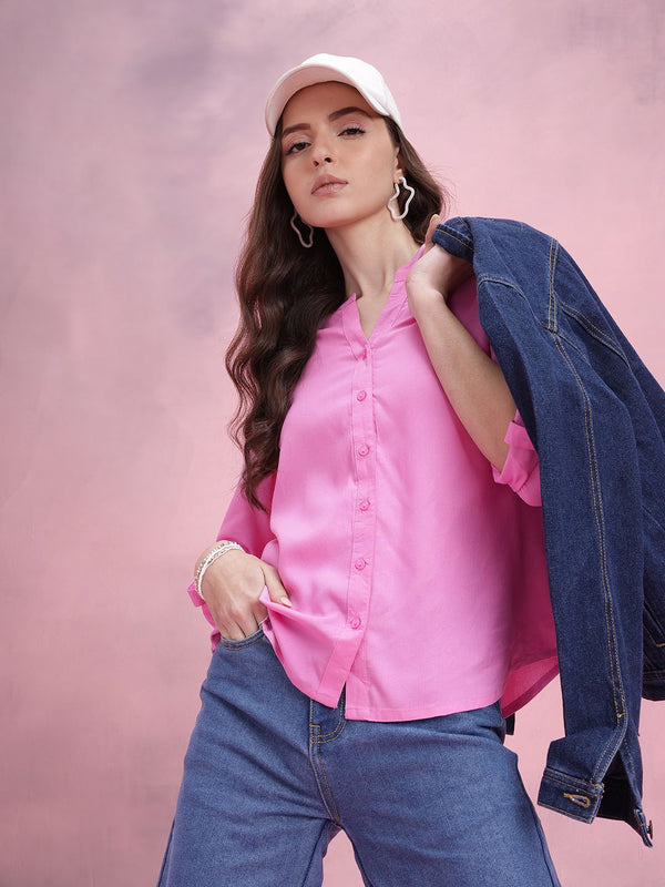 DressBerry Mandarin Collar Casual Shirt