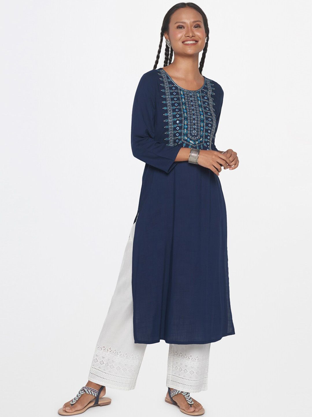 Global Desi Floral Embroidered Anarkali Kurta