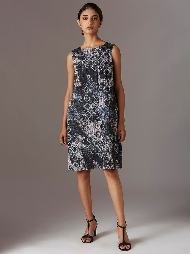 W Black & White Printed Pure Cotton A-Line Dress