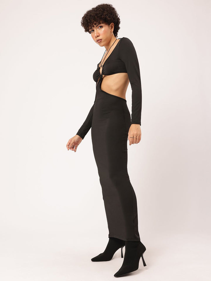 DressBerry Cut-Out Chic Halter Neck Bodycon Maxi Dress