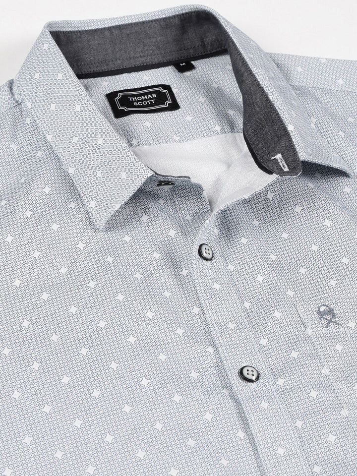 Thomas Scott Micro Ditsy Smart Slim Fit Opaque Cotton Casual Shirt
